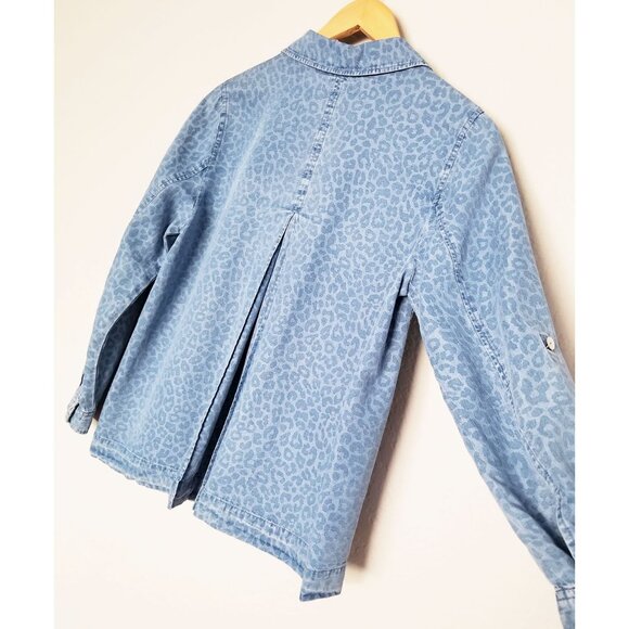Soft Surroundings Leopard Thelma Chambray Long‎ Sleeve Button Down Shirt XSP - Picture 11 of 14